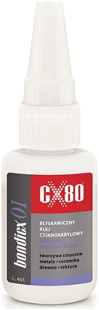 CX80 BONDICX 01, Klej cyjanoakrylowy jednoskładnikowy, Mocny klej