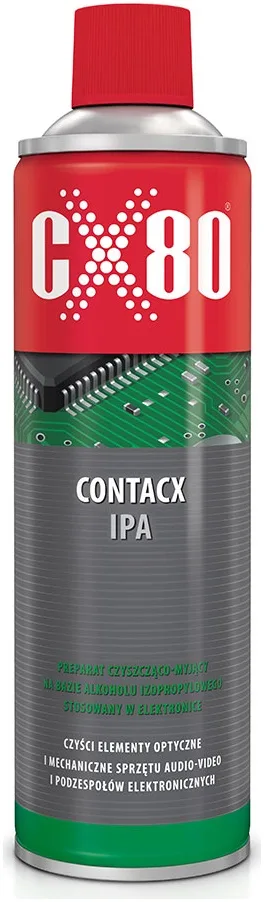 CX80 Contacx ipa, Preparat czyszcząco-myjący w sprayu do elementów optycznych, mechanicznych, sprzętu audio-video i podzespołów elektronicznych.