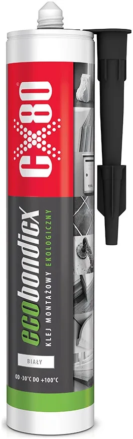 CX80 ECO BONDICX. KLEJ MONTAŻOWY - Ekologiczny. Profesjonalny klej o błyskawicznej przyczepności, przeznaczony do wszelkiego rodzaju materiałów i powierzchni, do...