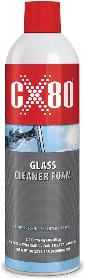CX80 Glass cleaner foam, Płyn i pianka z aktywną formułą do powierzchni szklanych i luster.