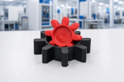 Czerwono-czarny element gumowy produkowany metodą formową jako wyrób techniczny do zastosowań przemysłowych