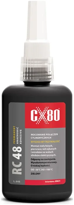CX80 Rc 48 klej anaerobowy do mocowania części walcowatych (cylindrycznych) o bardzo dużej sile łączenia.