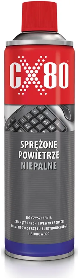 CX80 Sprężone powietrze niepalne, Sprężone powietrze do czyszczenia zewnętrznych i wewnętrznych elementów sprzętu elektronicznego i biurowego.