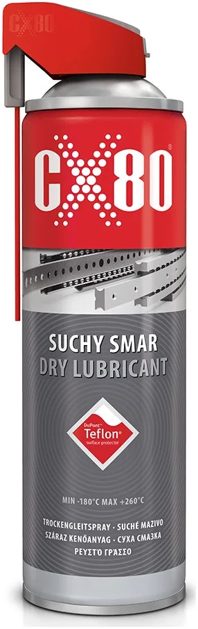 CX80 Suchy smar Suchy środek smarny TEFLON. Przezroczysty smar, odporny na zanieczyszczenia, przeznaczony do suchego smarowania punktów tarcia.